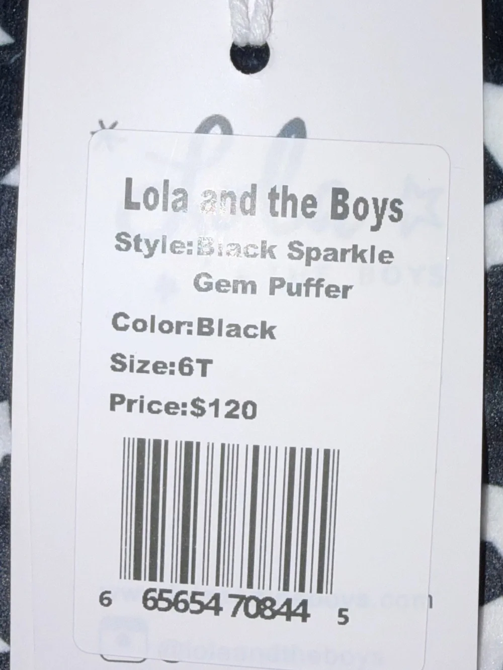Lola and the Boys Black Sparkle Rhinestone Gem Puffer Jacket sz 6 NWT